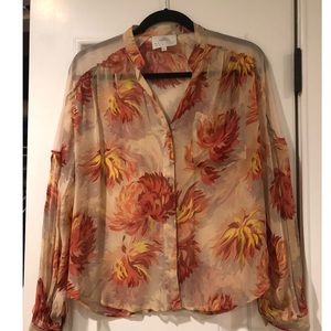 Madison Marcus sheer floral print blouse